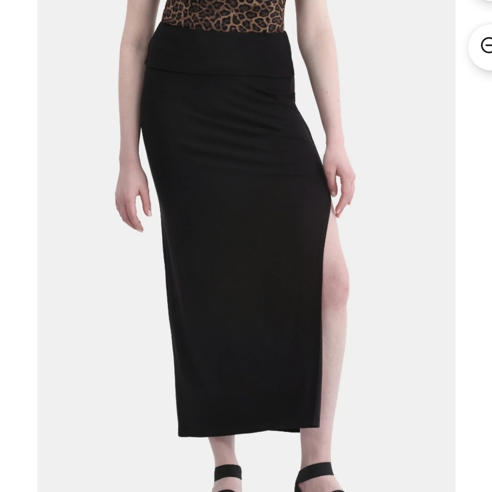 No Boundaries Women's Size XL (16-18) Knit Foldover Slit Maxi Skirt NWT Black
